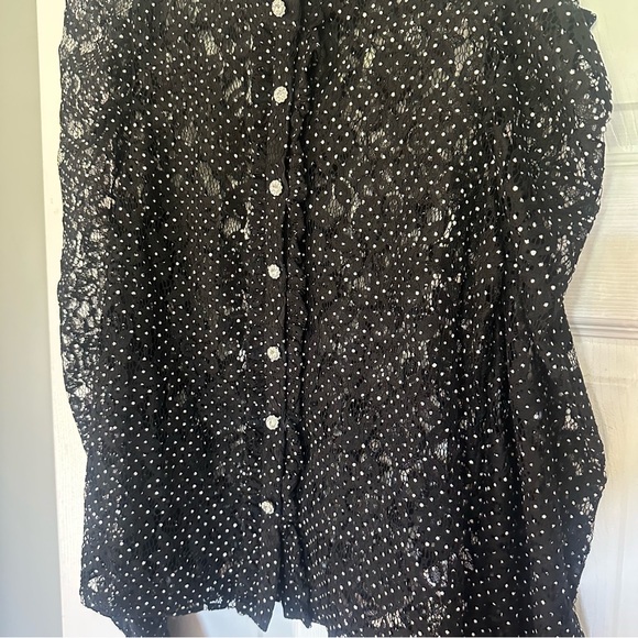 Lulu's Black and White Lace Blouse - Picture 7 of 14